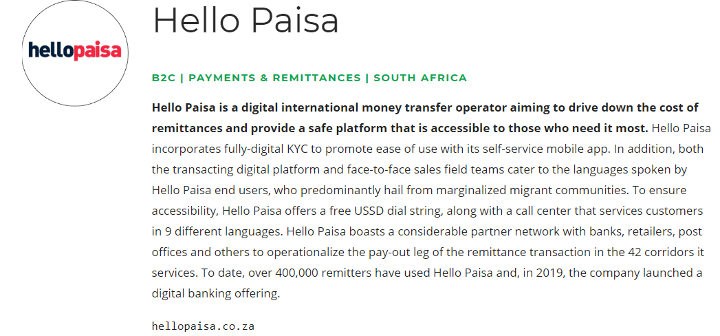 HELLO PAISA RECOGNISED AS ONE OF 50 FINTECHS DRIVING FINANCIAL INCLUSION ACROSS THE GLOBE