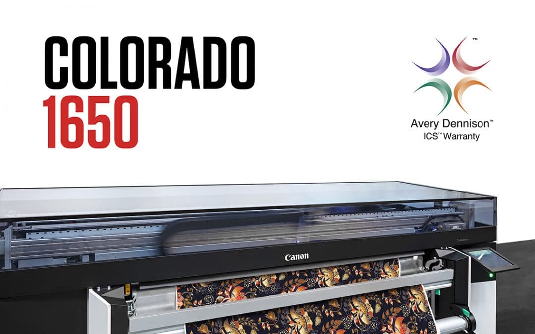 COLORADO 1650 AND CANON UVGEL INK RECEIVE AVERY DENNISON ICS WARRANTY CERTIFICATION