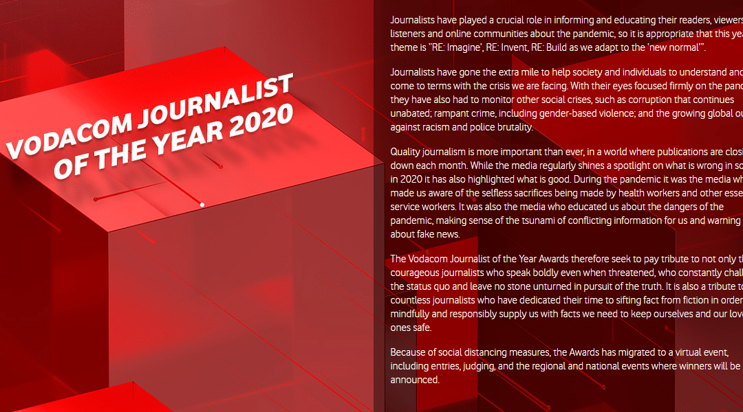 Vodacom Journalist of the Year Awards 2020 – entries are now open