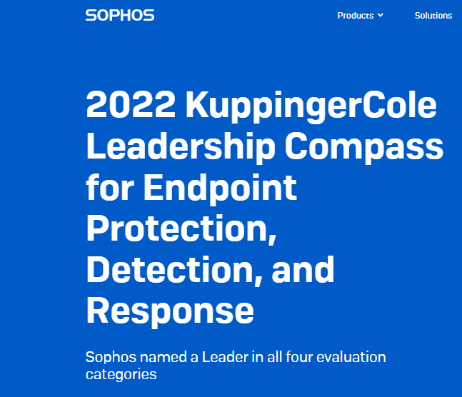 Sophos Named a Leader in 2022 KuppingerCole Leadership Compass for Endpoint Protection, Detection and Response