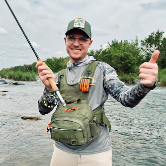 Brenden Roberts tests a new fly-fishing rod he bought from Temu.
