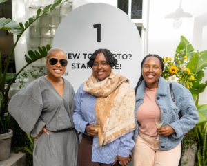 Jamie-Lee Domburg and Yonela Masumpa from Cape Town TV were among the guests at Binance's She Speaks Crypto event.